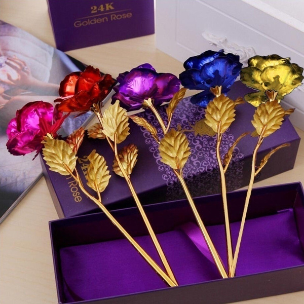 24K Gold Plated Golden Rose Flower Valentine's Day Lovers' Gift Romantic Day 
