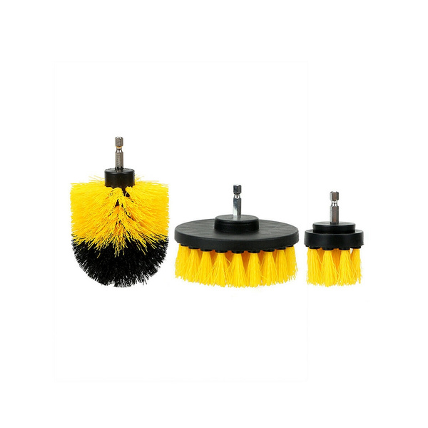 3 x Round Full Electric Bristle Drill Brush Rotary Cleaning Tool Kit Accessories 