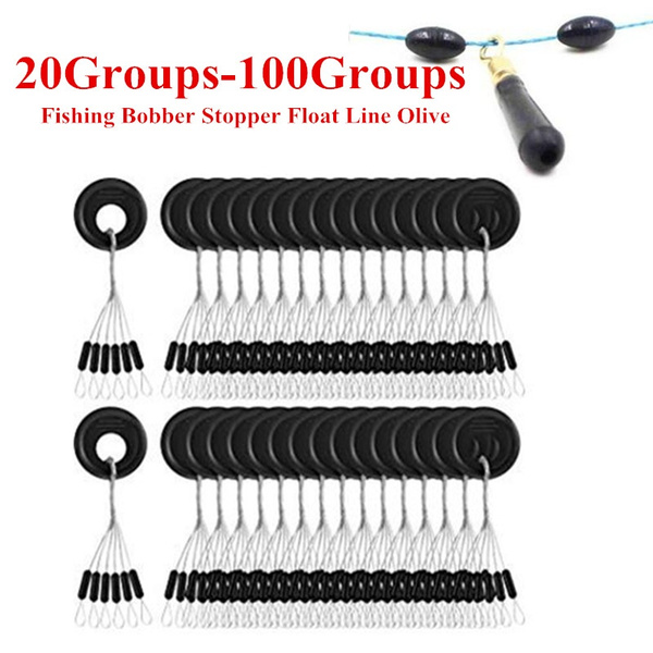 20Groups-100GroupsFishing Rubber Bobber Beads Stopper 6 In 1 Black Cylinder  Float Sinker Stops