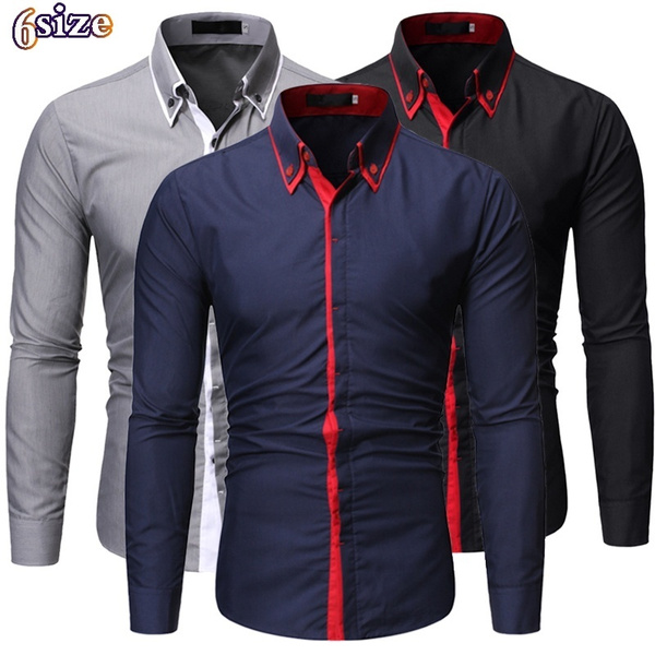 Men's Slim Fit Long Sleeve Button Down Shirts Solid Flannel Shirt ...