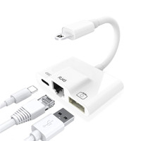 Lightning to RJ45 LAN Wired Gigabit Ethernet 3 in 1 Network Adapter for iPhone iPad Compatiable with USB Camera Adapter//SD Card Reader//USB OTG Adapter High-Speed Transfer 1000Mbps