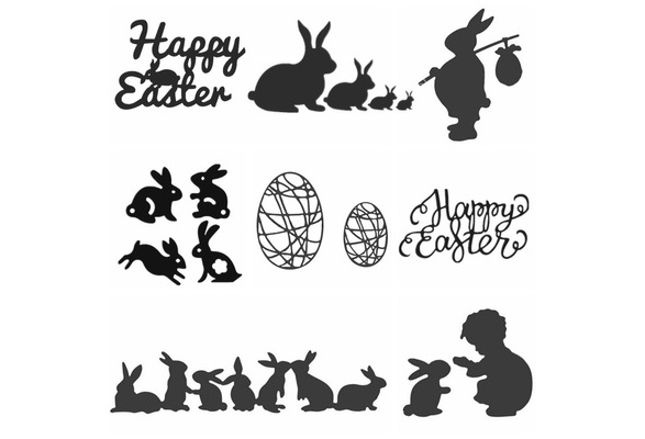 Easter Egg Rabbits Cutting Dies Scrapbooking Card Making Decor Embossing Mo #mil