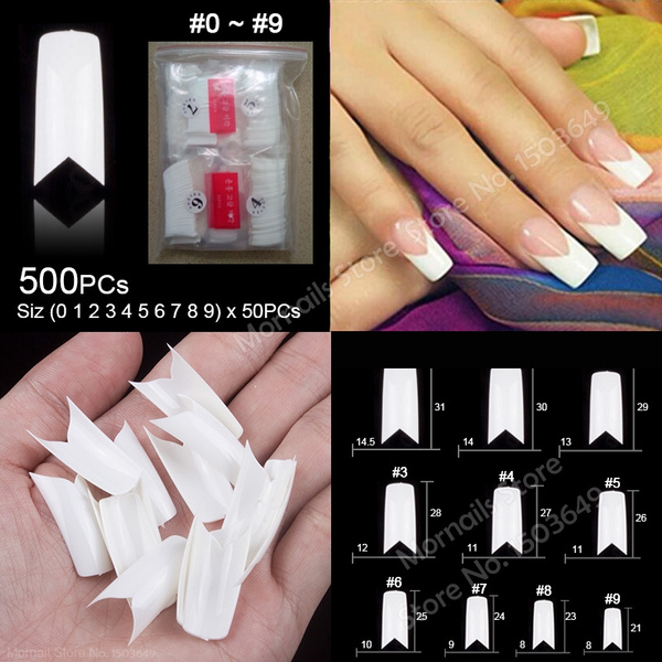 500pcs White V Shapes Fake False Acrylic Nail Tips Full False French Nail Tips New False Nail Art Tips Manicure Tools Wish