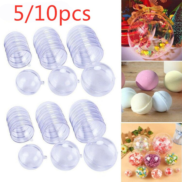 5/10pcs Clear Plastic Round Ball Fillable Ornaments Party Wedding Xmas