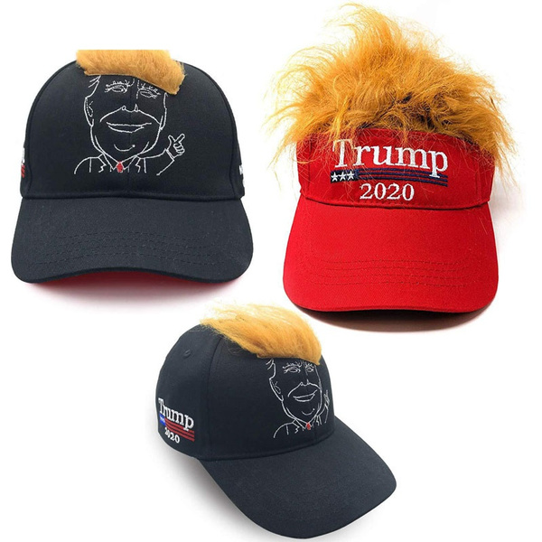 Donald Trump 2020 Wig Visor Novelty Visor Trump Hats for Men Sun Visor with Hair  Funny Wigs Men Half Hat MAGA Election Red or Black | Wish