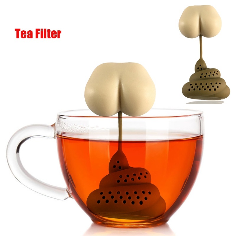 Poo Turd Shape Silicone Tea Strainer Filter Infuser Prank Trick Prop Drink Tool