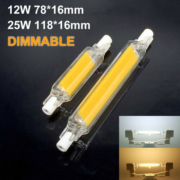 Dimmable R7s LED Glass Tube Light COB Bulb 78mm 118mm 6W 12W 25W Corn Lamp 110V