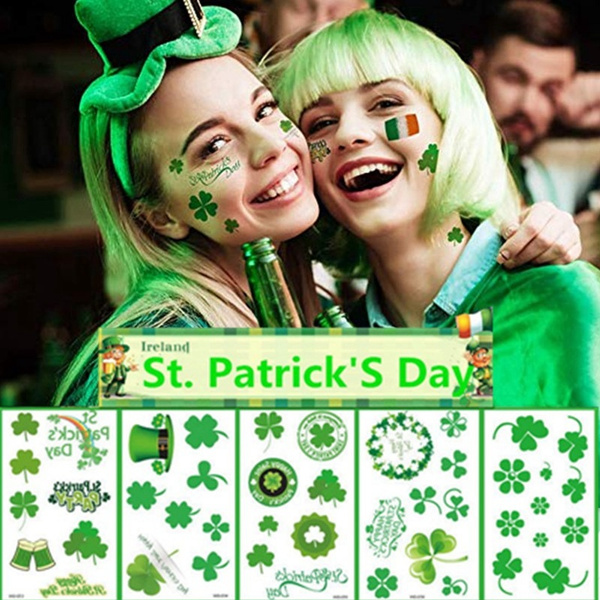 FANRUI 48 PCS 3D Shamrock Temporary Tattoos For Kids Adults Irish Party  Favor Accessories St. Patrick's Day Tattoos Stickers Women Men Saint  Patricks Day Tattoo Lucky Green Four Leaf Clover Decals