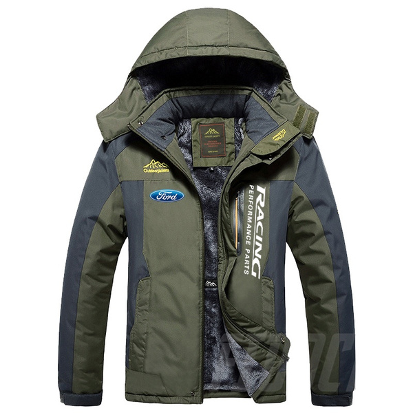 Ford Winter Outdoors Jackets Thicken Fleece Warm Coats Men Outwear  Waterproof Hooded Jacket Men's Windbreaker Thicken Parka