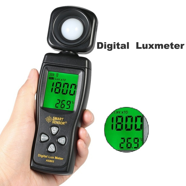 Digital Lux Meter Luminometer Photometer Luxmeter Light Meter 0-200000 Lux AS803