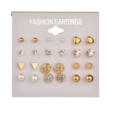 Heart, Pearl Earrings, Stud Earring, gold