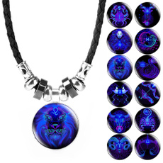 zodiacartpicturependant, zodiacsignnecklace, beadscharmnecklace, art