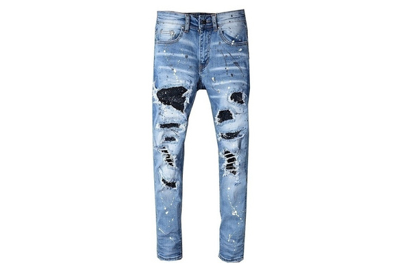 amiri jeans with diamonds