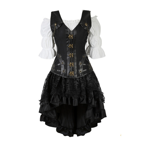 steampunk black corset dress