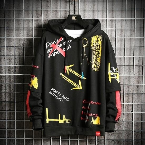 Men s Leisure Couples Cool Pullover hoodie Hip Hop Style Street Style Sweatshirt Graffiti Print Personality Large Size Long Sleeve Casual Fashion