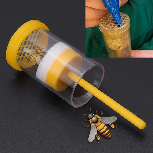 Yunnyp Bee Queen Marking Catcher,Plastic One Handed Marker Bottle Plunger Plush Beekeeper Tool Beekeeping Tool One Hand Beekeeping Tools New