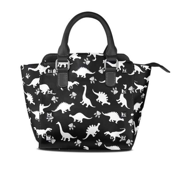 Bolso de hombro de cuero de PU de remache de dinosaurio blanco negro Bolso  de hombro | Wish
