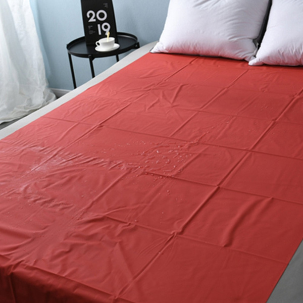 Red Vinyl Waterproof Bed Sheets, Queen Waterproof Massage Sheet with  Inflatable Pillow, Games Sheet 82.7″ x 67″, Waterproof Mattress Protector  for