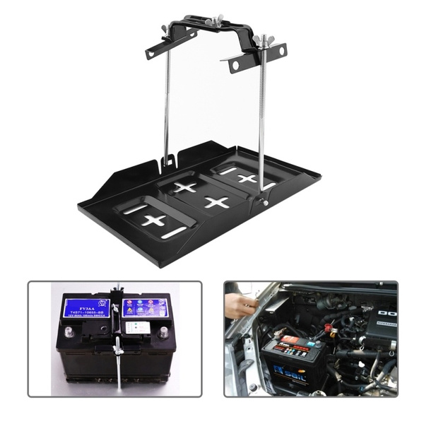 Universal Metal Car Battery Tray Adjustable Hold Down Clamp Kit Battery