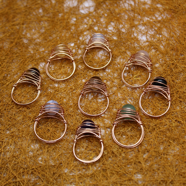 natural stone wire wrapped rings Wire wrapped