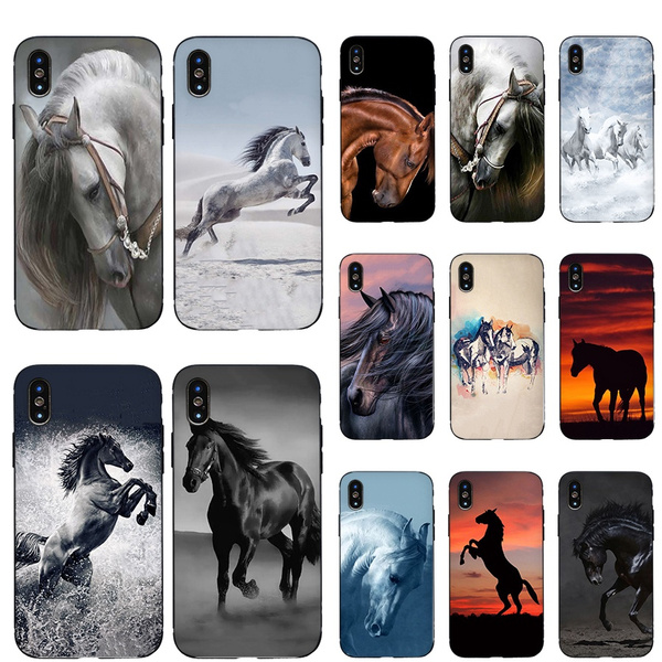 White Horse Bow Pattern High Quality Pattern Black Tpu Phone Case For Iphone 11 Pro Max Iphone 6 6s 7 8 Plus Xs Xr Xs Max Samsung S8plus S9plus Note8 9 10
