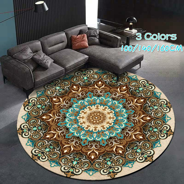 Islamic Mandala Round Velboa Floor Rug Carpet Room Doormat Non-slip Mat 153 