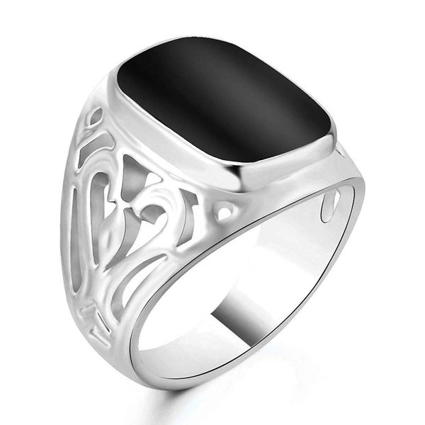 Business Men S Black Onyx Gemstone Ring Fashion 18k White Yellow Rose Gold Rings Party Engagement Wedding Jewelry Size 6 12 Wish