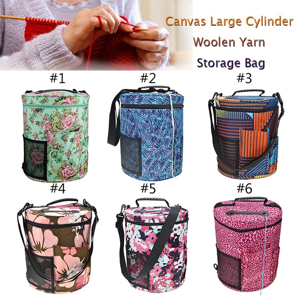 Crochet Yarn Bag, Cylinder Knit Bag, Portable Yarn Storage Bag
