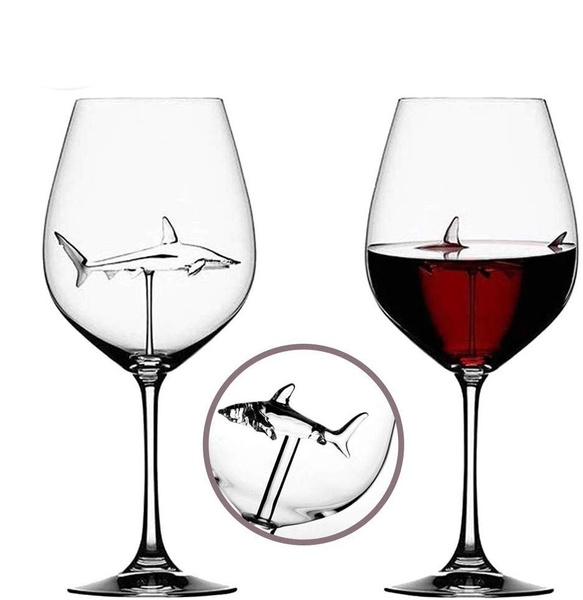 Shark Wine Glasses With Shark Inside for Adult 21X7.5CM 300 ML Home Original Shark Red Wine