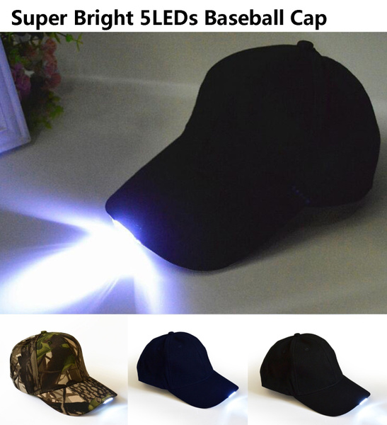 Super Bright LED Cap Glow In Dark for Reading Fishing Jogging LED Lights  Sport Hat Baseball Caps 5 LED Lights Hats
