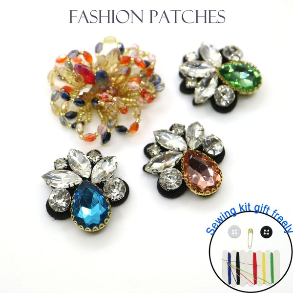 DIY big handmade sequins flower patches for clothing sew on