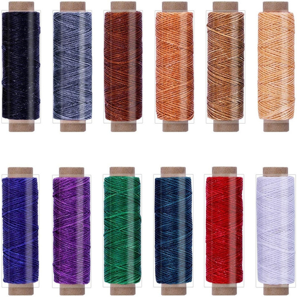 12pcs 55Yards Leather Sewing Waxed Thread 150D 1mm Thread for Leather Craft  DIY/Bookbinding/Shoes Repairing/Leather Projects