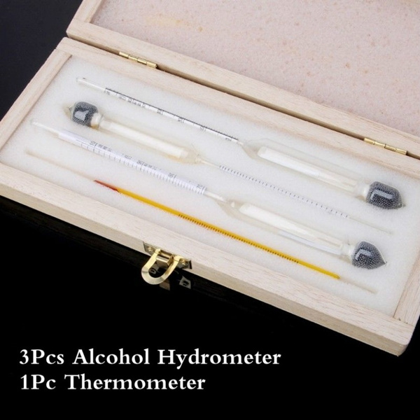 3Pcs Hydrometer Alcohol Meter Vinometer Tester With one Thermometer Gadget Set
