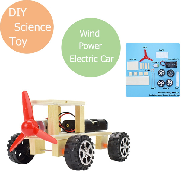 DIY Wind Power Car Assembly Model Kit Kids Physical Science Experiments Toy 