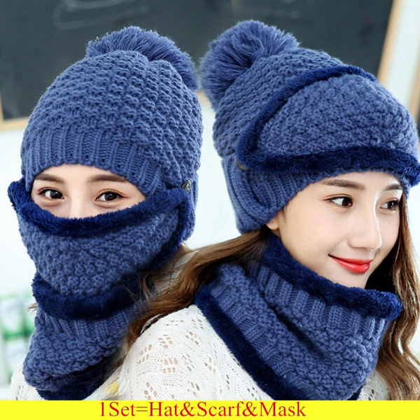 warm beanie cap with scarf