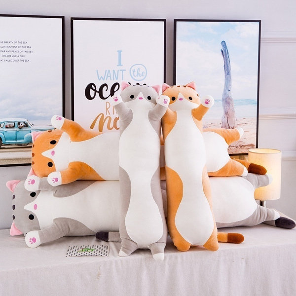 sleeping cat hugging pillow