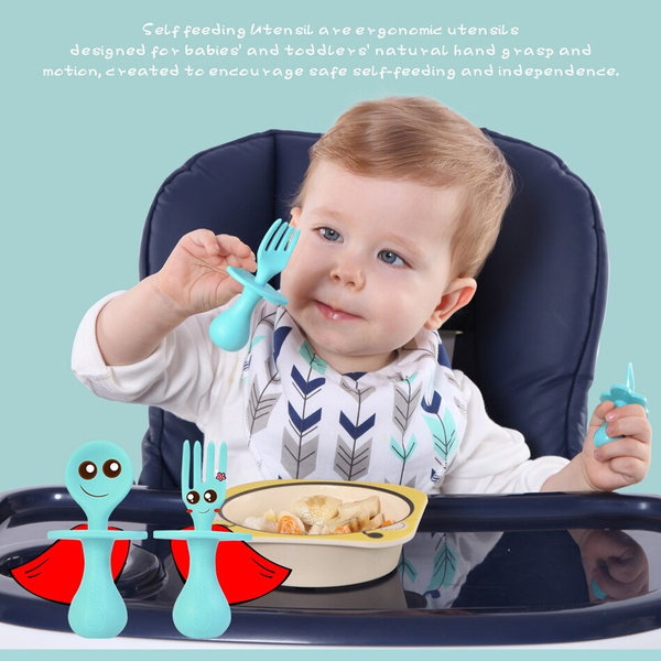 Baby spoon fork, self-feeding utensils, first training, baby eating supplies,  BPA free, Led weaning for babies over 6 months