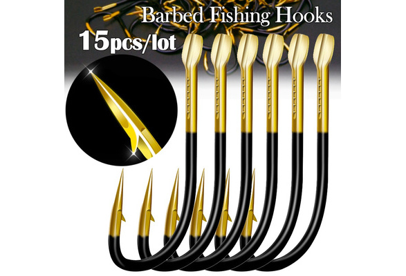 15pcs/lot High Quality Fish Hook Fishing Supplies Barbed Colored Tungsten  Alloy Bulk Fishing Hook