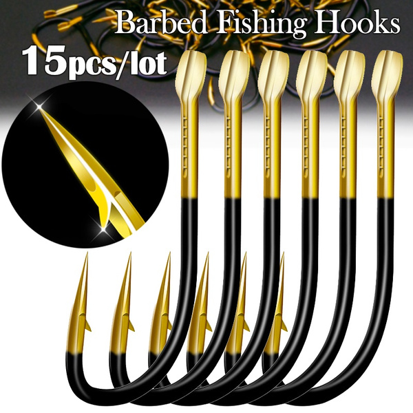15pcs/lot High Quality Fish Hook Fishing Supplies Barbed Colored
