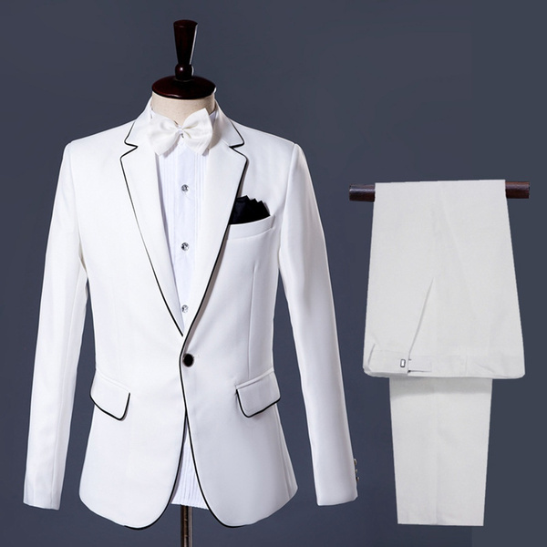 Formal Men's Suit Set Notch Jacket Pants 2 Piece Wedding Party Slim Fit  Outfits