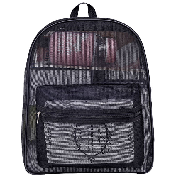 Transparent Mesh Backpack College School Backpack for Beach Sports