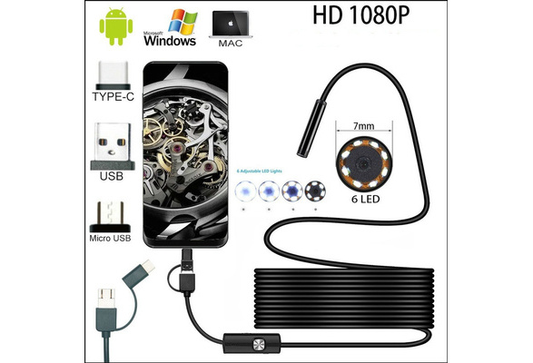 Create Idea 2 m Industrial Endoscope 6 LED 5.5 mm USB Borescope Adapter Micro USB Port Endoscope Kit for Android PC