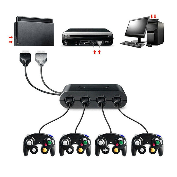 4-Port GC Gamecube Controller to USB Adapter Converter For NS Wii NGC | Wish