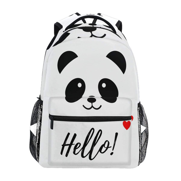 SHARP-Q Cool Panda Kids Lightweight Canvas Travel Backpacks School Book Bag