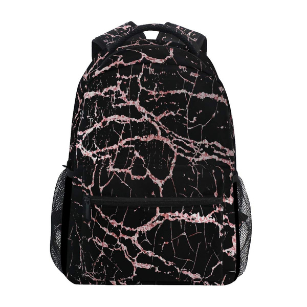 Modern Artificial Rose Gold Pink Bright White Marble bags for Men Cute Casual Backpack Travel Bags Women Daypack Travel Bag