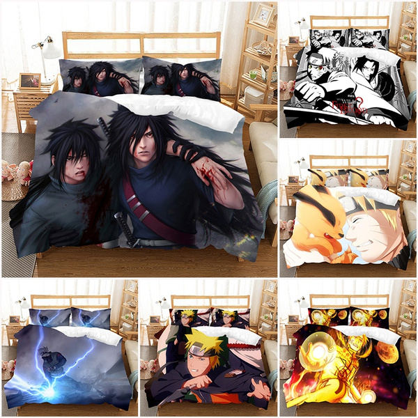 3d Digital Printed Japanese Anime, Naruto Queen Size Bed Set