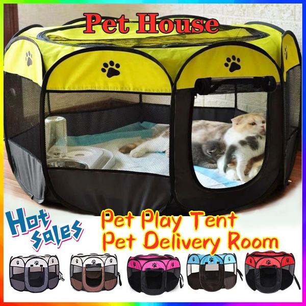 Portable Pet Playpen Tent Dog Cat Fence, Outdoor Play Pen For Cats