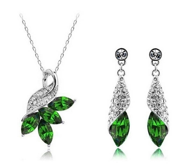 Parure Lourde Collier + Boucles D'oreilles Argent 925 Avec Zirconium - Occasion