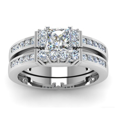 Sterling, Engagement Wedding Ring Set, zirconring, Engagement Ring