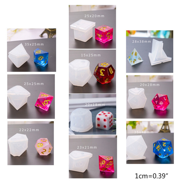 10Pieces/set Resin Dice Mold with Letter Number Polyhedral Dice